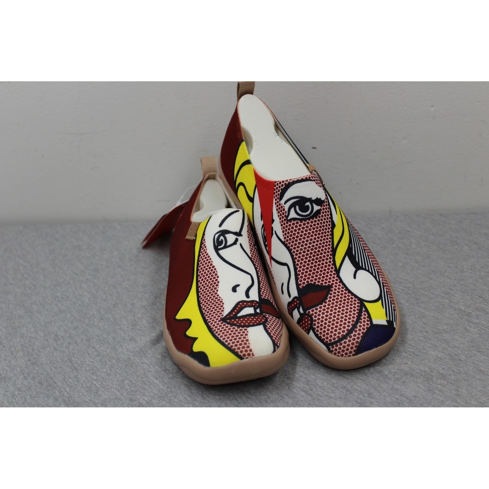 UIN Shoes Women 8 Multicolor Speaking Girl Pop Art Knitted Slip On Loafers